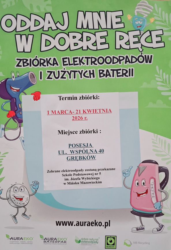 Read more about the article Razem pozbądźmy się elektroodpadów,  zadbajmy  o środowisko i pomóżmy Szkole Podstawowej nr 5 w Mińsku Mazowieckim osiągnąć jak najwyższy plon zbiórki oraz zająć wysokie miejsce w konkursie „Dobre rady na elektroodpady”.