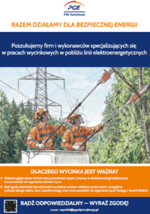Read more about the article PGE Dystrybucja w sprawie prowadzonych prac utrzymaniowych (wycinki)