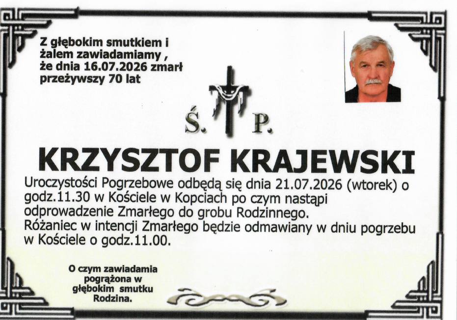 Read more about the article Uroczystość pogrzebowa Śp. Krzysztofa Krajewskiego